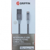Griffin Usb To Lightning Usb Premium Braided Charge-sync Cable (5 Ft Length) Silver