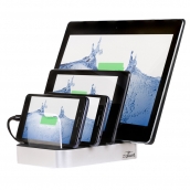 Zipkord 4 Port Charging Station - 6a Max Output For Charging Up To 4 Devices Simultaneousl Y (cables Not Included) - Silver
