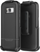 Rebel Series - Protective Dual Layer Impact Armor With Holster For Galaxy S8 - Smooth Black