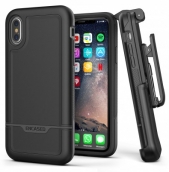 Rebel Series - Protective Dual Layer Impact Armor With Holster For Iphone X - Black