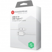 Powerpeak 6ft. Braided Nylon Usb-a To Usb Type-c Charge & Sync Cable - White/silver