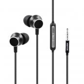 Bass Earphones With Monibearing Mic In Black