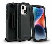 Iphone 14 Plus (6.7) - Boulder - Black -heavy-duty Co-molded Rugged Protective Case W/ Belt Clip Hoslter
