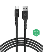 Powerpeak 10ft. Braided Nylon Metallic Micro Usb Charge & Sync Cable - Black