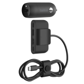Belkin - 30w Pd Car Charger With 4 Port Power Extender 2m - Black