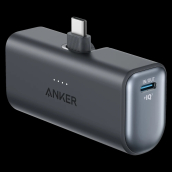 Anker - Nano Power Bank With Built-in Foldable Usb-c Connector - Black