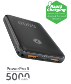 Powerpeak 5000mah Portable Charger {2 Usb Charging Ports} - Black