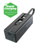 Powerpeak Key Chain Loop On Portable Charger With Integrated Usb-c & Lighting Cable {4500mah}