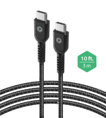 Powerpeak 10ft. Braided Nylon Usb Type-c To Type-c Charge & Sync Cable - Black