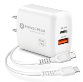 Powerpeak 35w Pd Wall Charger With Type C-c Cable - White